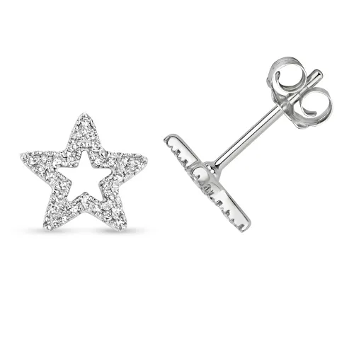 Diamond Earring Studs Star 0.09ct White Gold